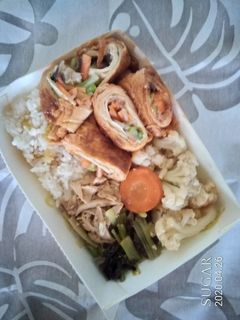 豆包蔬菜捲便當： 的食譜成品照片