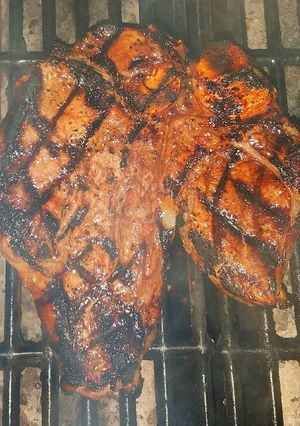 A picture of Mike's 10 Minute Complete Porterhouse Steak Dinner.