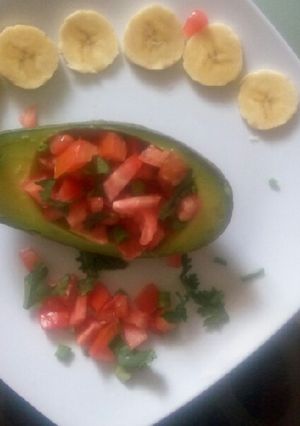 A picture of Tomato_stuffed avocado.