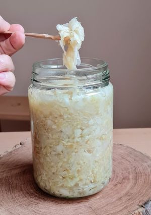 Una foto de Chucrut o repollo blanco fermentado 🇩🇪 Sauerkraut (col agria) ♥ Probióticos 🇩🇪 Alemania