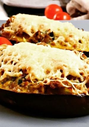 Une photo de Aubergines farcies au four