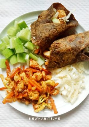 Foto resep Spicy chicken wrap gochujang + sayuran 322kcal