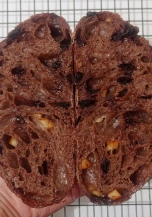 Foto resep Orange Peel Double Choco Sourdough Bread 74% (Open Bake Method)