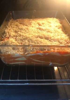 Une photo de Lasagnes maison sans aubergine, sans viande et sans fromage..... mais quand même avec de l’emmental