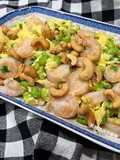 Edamame Shrimp Scrambled Eggs with Cashews