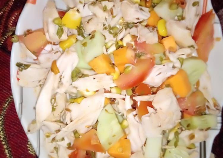 Recipe of Delicious Chicken salad with veggies and sprouts