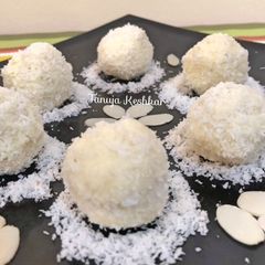 A picture of Coconut White chocolate Laddu.