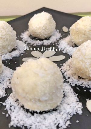 A picture of Coconut White chocolate Laddu.