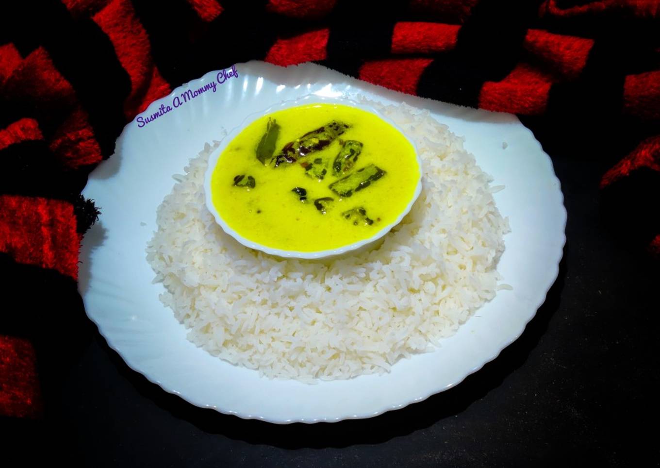 Bhindi kadi and chawal