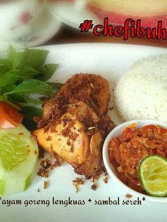 Foto resep Ayam goreng lengkuas + sambel sereh (serai)