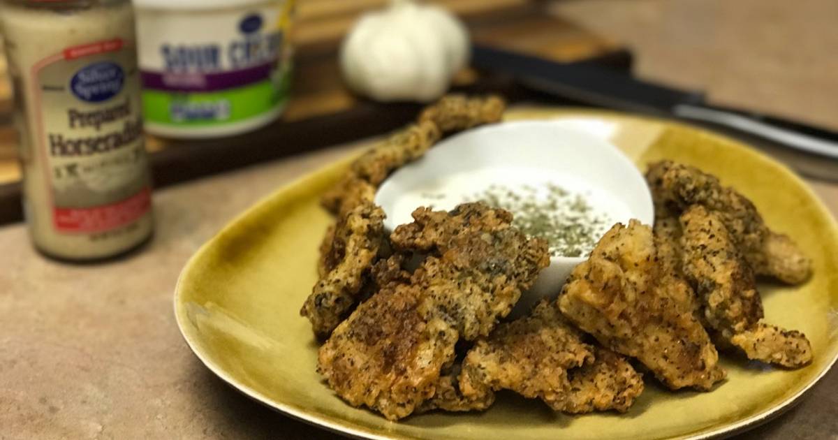 Fried Morels with garlic horseradish dip Recipe by Nathan Cookpad
