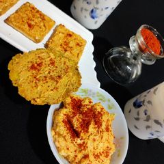 A picture of Achari cheese spread.