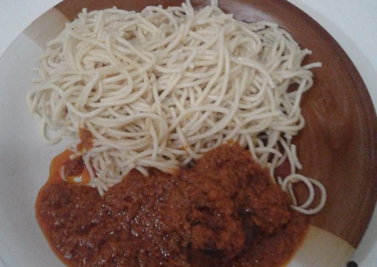 Spaghetti and stew