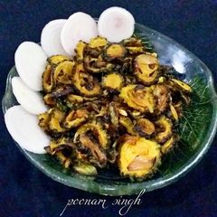 A picture of Karela bhaji.