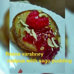 A picture of Sweet Malpua with sago pudding.