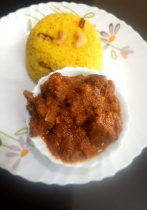 বাসন্তি পোলাও আর মাটন কষা (basonti pulao r mutton kosha recipe in Bengali) রেসিপির প্রধান ছবি