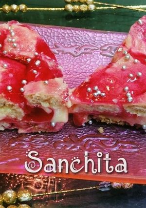 A picture of Custard Strawberry Bread Pudding.