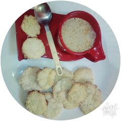 A picture of Coconut cookies with coffee.