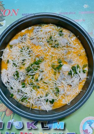 Hình của món Hào nướng phô mai với trứng cút.
