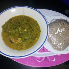 Oha soup and wheat A picture of Oha soup and wheat.