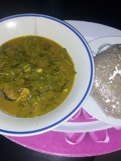A picture of Oha soup and wheat.