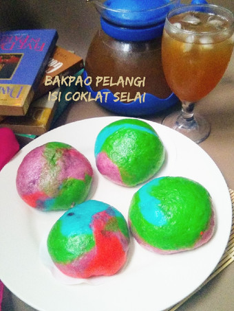 Cara Membuat Bakpao Pelangi isi Coklat Selai Istimewa