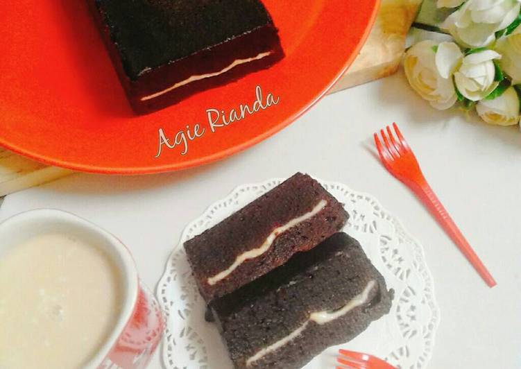 Resep Brownis kw steam lapis keju (cemilan DEBM) | Cara Masak Brownis kw steam lapis keju (cemilan DEBM) Yang Enak Dan Lezat