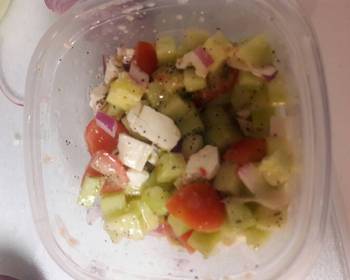 Unique Cuisine Cucumber tomato feta salad Delicious Perfect