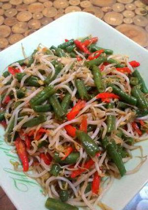 Foto resep Tumis Taoge Kacang panjang pedas