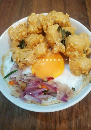 Foto resep Chicken Salted Egg Nasi Daun Jeruk & Sambal Matah