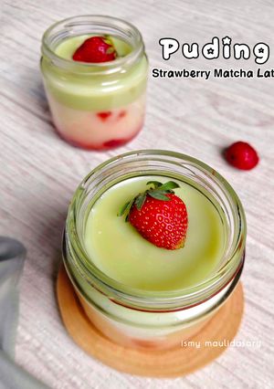 Foto resep Puding Strawberry Matcha Latte