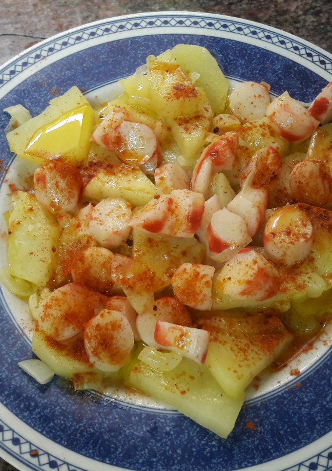 Una foto de 🇪🇸"Langostinos a feira/a la gallega españoles" sin gluten veganos 🦐