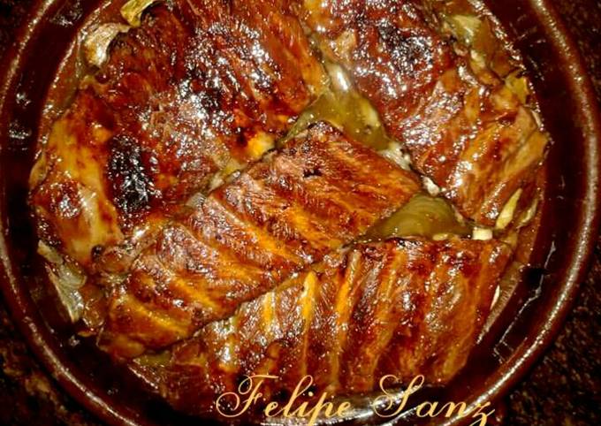 Costillas de cerdo asadas con miel Receta de Felipe Sanz- Cookpad