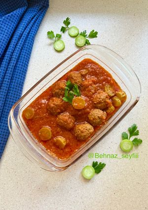 عکسی از دستور خورش خیار چنبر با کوفته قلقلی