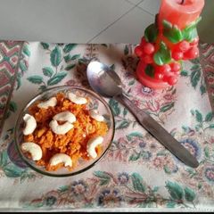 Carrot halwa in lactose free milk A picture of Carrot halwa in lactose free milk.