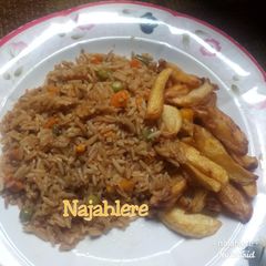 A picture of Fried rice and chips.