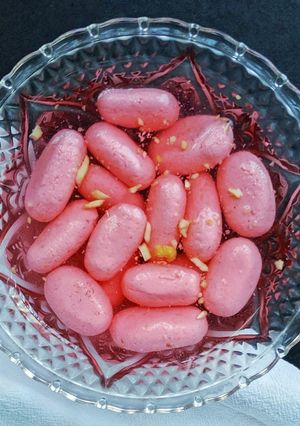 A picture of Pink Rasgulla / Paneer Jamun / Pink Jamun.