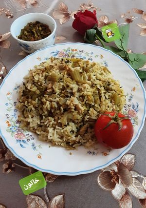 عکسی از دستور کرفس پلو با چرخ کرده بوقلمون 🤩
