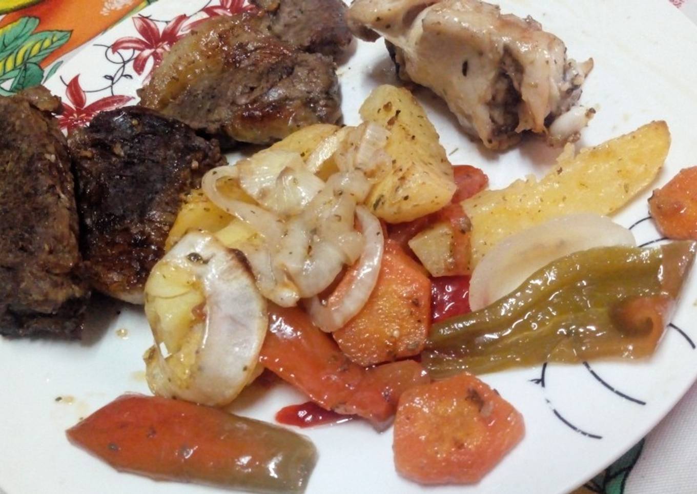 Carne & Verduras asadas al horno 👌😉😎