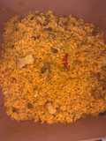 Arroz amarillo con chicharrones de cerdo