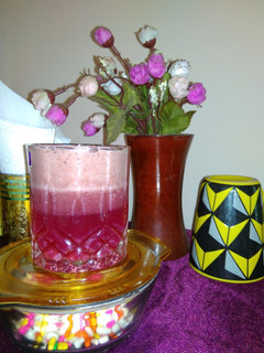 A picture of Layered grapes juice with smoothie.