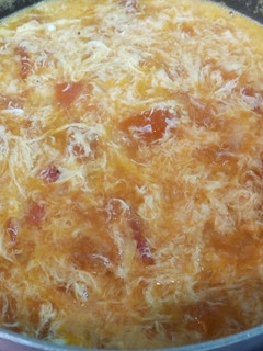 A picture of Summer Soup ~~ Tomato Egg Drop Soup.