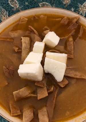 A picture of Aztec Soup (Tortilla Soup).