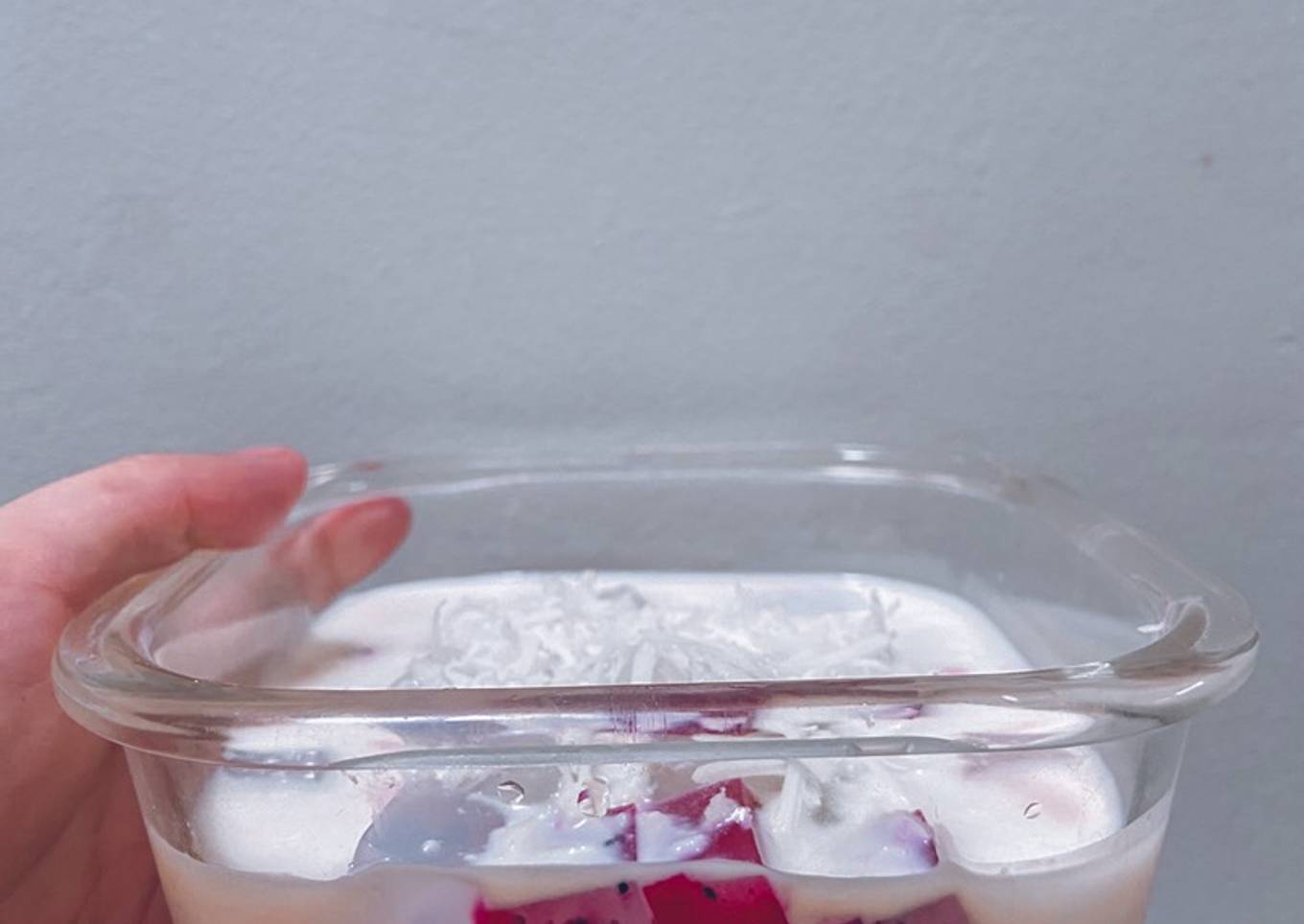 Cheese milk dragon fruit puding