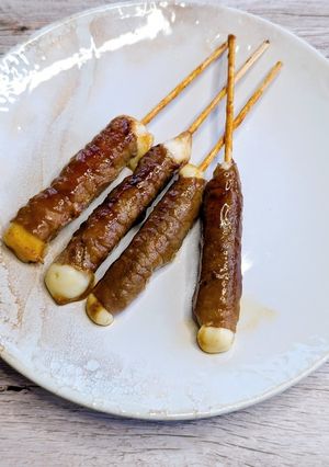 Une photo de Brochettes de bœuf au fromage facile