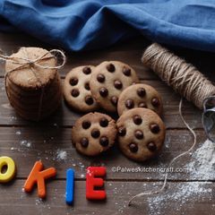 A picture of Eggless Wheat flour chocolate chip cookies.
