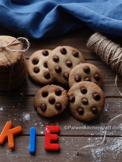 A picture of Eggless Wheat flour chocolate chip cookies.