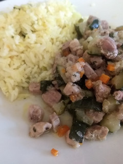 Una foto de Arroz con guiso de zapallo italiano