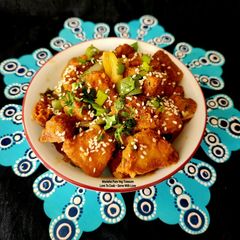 A picture of Chilli Dhokla - Leftover Makeover Dish - Gujarat To China - Indo-Chinese Dish.