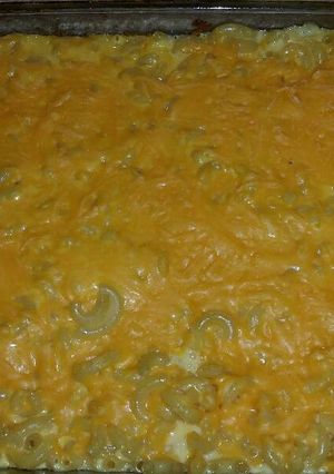 A picture of Homemade mac n cheese.